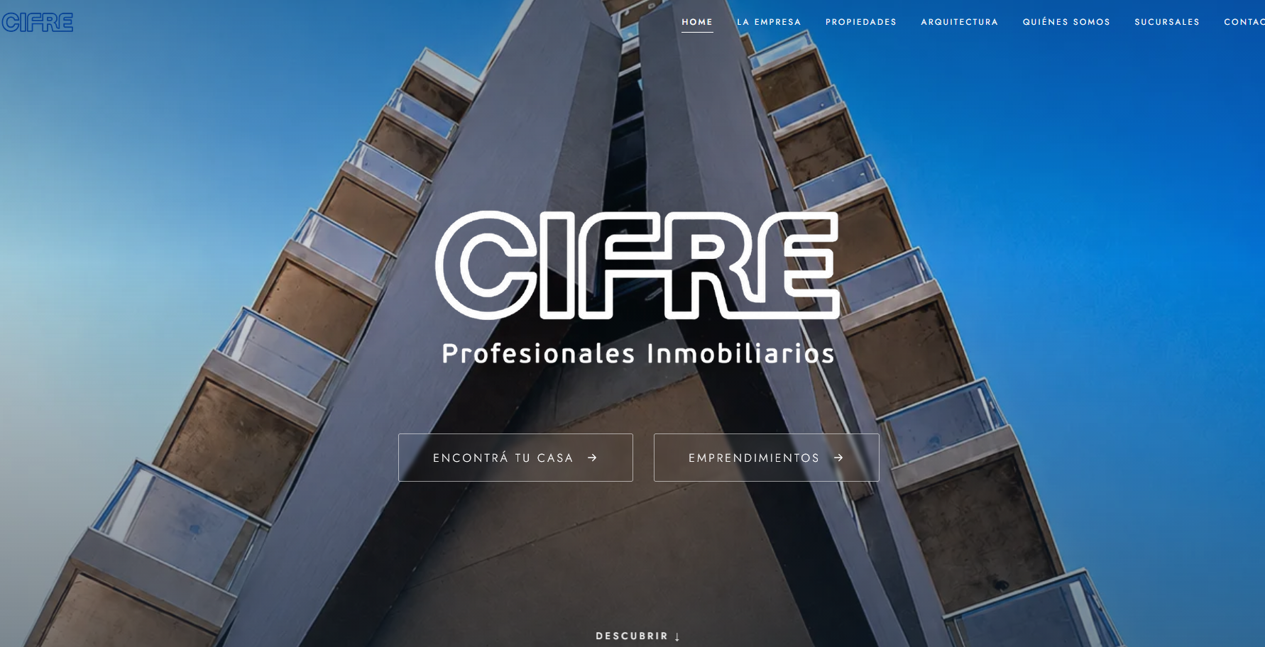 Captura del sitio web de Cifre Propiedades